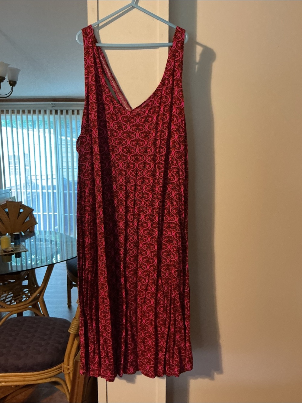 ellos Red Patterned V-Neck Maxi Dress